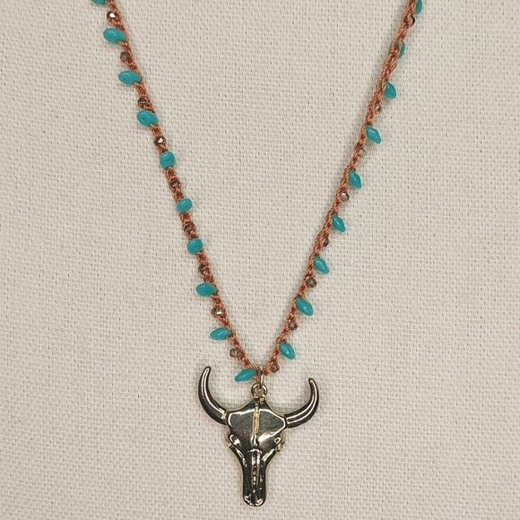 Sale Southwestern Crocheted Necklace, Turquoise, Handmade by Rust Belt Raised - Picture 11 of 13